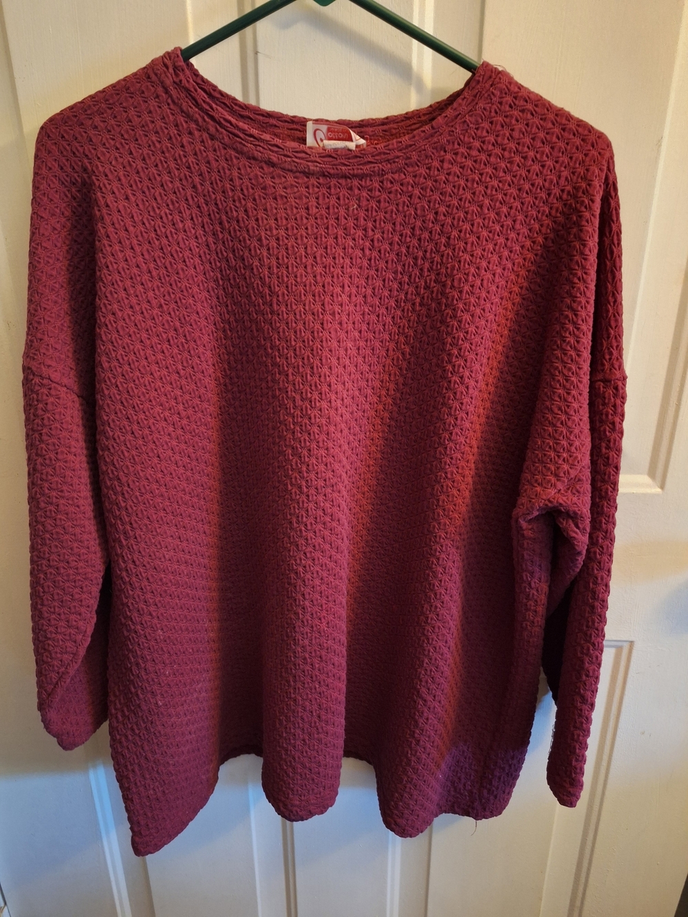 Women's Waffle Knit Long Sleeve Top - Dusty Rose